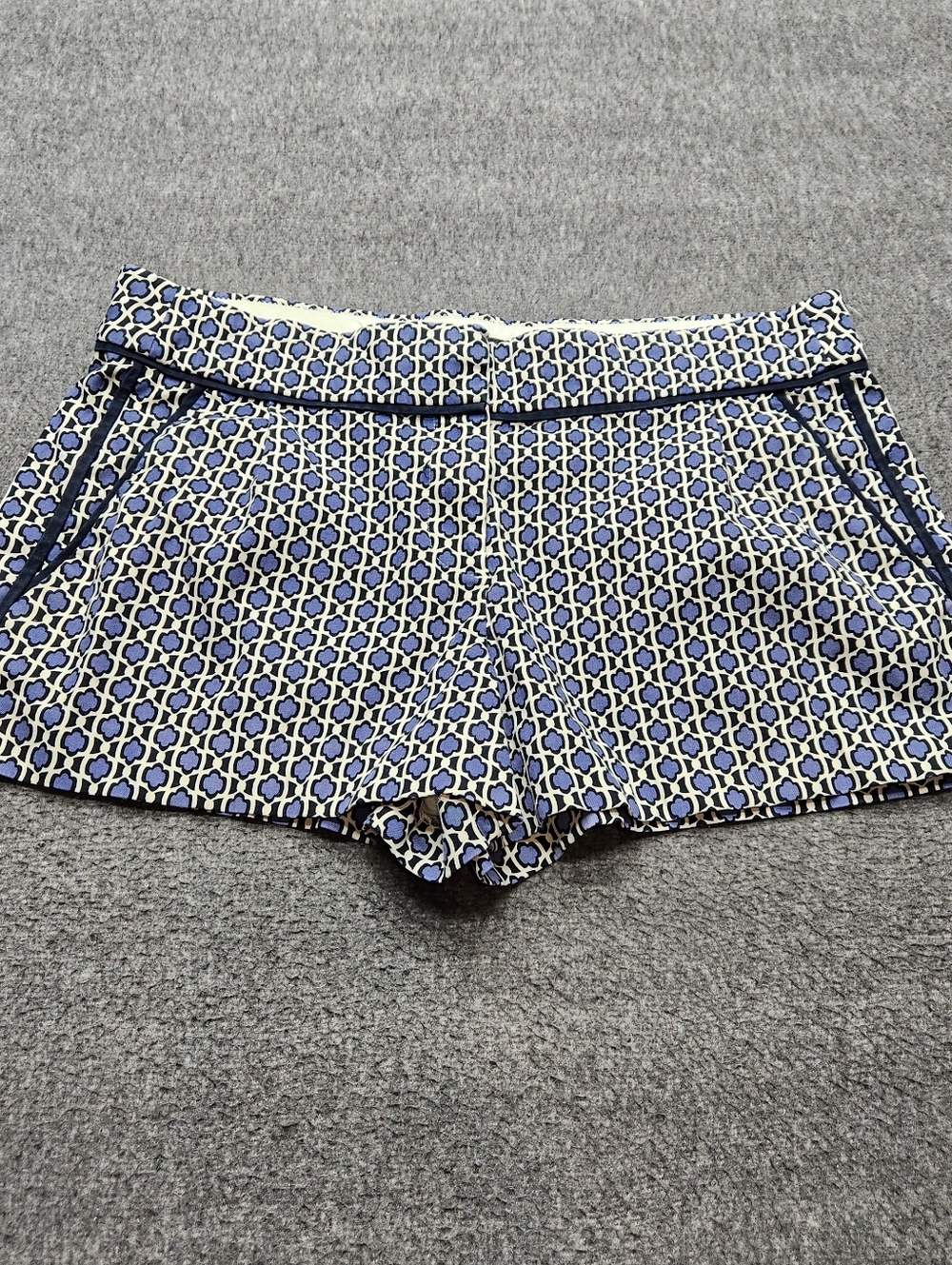 J.Crew Blue Geometric Shorts Womens 10 Cotton Stretch Casual Preppy